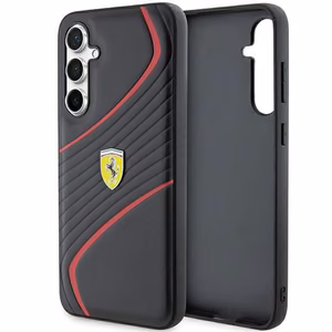Ferrari Twist Metal Logo ümbris jaoks Samsung Galaxy S23 FE - must