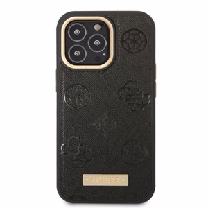 Guess GUHMP13LSAPSTK iPhone 13 Pro / 13 6.1" чёрный/чёрный жёсткий чехол Peony Logo Plate MagSafe