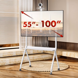 Maclean TV stand / cart, camera shelf, on casters, 55-100", max load 120kg/10kg shelf, max. VESA 900x600, valge, MC-114 W