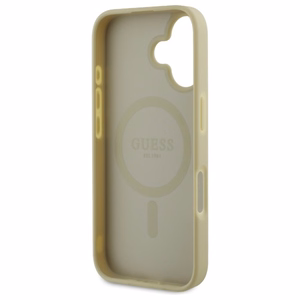 Guess Saffiano Peony Classic Logo MagSafe ümbris jaoks iPhone 16 - kuldne