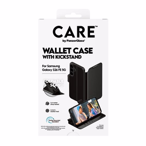 CARE by PanzerGlass rahakottümbris Samsung Galaxy S26 FE telefonile, must