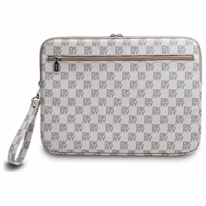 DKNY Ümbris Checkered Pattern Printed Stripes 16" Laptop Ümbris - Beige