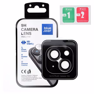 Tempered Glass Camera Lens Protector for iPhone 15 / 15 PLUS Blue Star Easy Install black