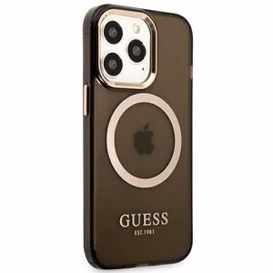 Guess Gold Outline Translucent MagSafe чехол для iPhone 13 Pro Max - чёрный