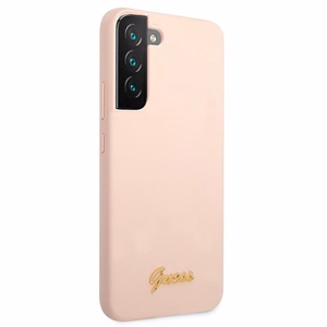 Guess GUHCS22MLSLMGPP S22+ S906 розовый/розовый жёсткий чехол Silicone Script Metal Logo