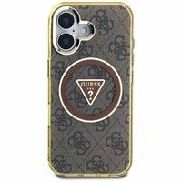 Guess IML Metal Glitter 4G Circle Triangle MagSafe Ümbris jaoks iPhone 16 - Brown