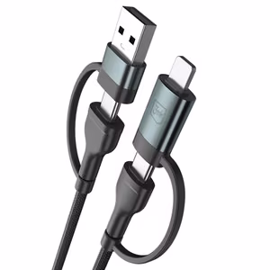 3mk Hyper Cable N-SERIES 2 in 2 USB-A / USB-C ja USB-C / Lightning 1.2m QC 3.0 9V/2A 60W - must