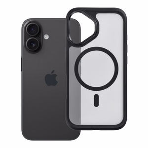 Case for iPhone 16 Forcell F-Protect Smoke Hybrid Premium compatible with MagSafe black