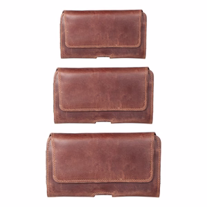 ROYAL Crazy Horse universal horizontal leather belt holster size XL IPHONE 13 PRO MAX / 14 PRO MAX / SAMSUNG S21 PLUS / S20 FE / A50 / A51 5G / HUAWEI P30 PRO / P40 PRO / OPPO A98 5G brown