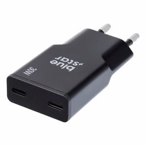 Blue Star Slim GaN TFK-SC-30WCC 30W 2x USB-C QC 4.0 / PD 3A laadija, must
