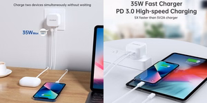 Laadija CHOETECH 2x USB Type-C, 35W, PD3.0, Qc3.0