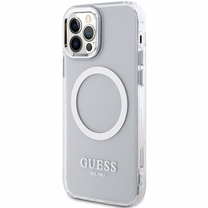 Guess Metal Outline Magsafe ümbris jaoks iPhone 12 / iPhone 12 Pro - hõbedane