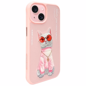 NIMMY case GLASSES COOL CAT jaoks IPHONE 15 roosa