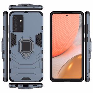 Ring Armor Case Kickstand Tough Rugged Cover for Samsung Galaxy A72 4G sinine