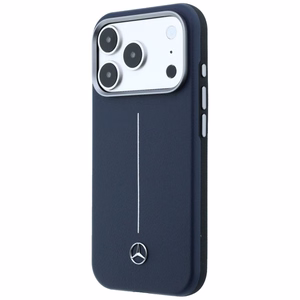 Mercedes nahk Iconic Line MagSafe ümbris iPhone 17 Pro Max - tumesinine