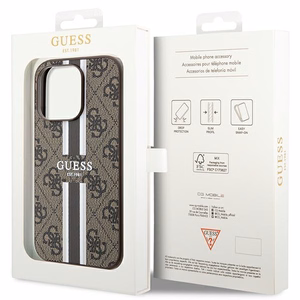 Guess 4G Printed Stripes MagSafe ümbris jaoks iPhone 15 Pro - brown