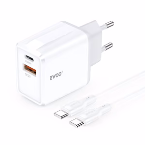 BWOO seina laadija CDA182 QC 38W 1x USB-A + 1x USB-C koos USB-C kaabliga 1 m must