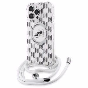 Karl Lagerfeld IML Crossbody Monogram Karl & Choupette Head MagSafe Ümbris jaoks iPhone 16 Pro Max - Clear