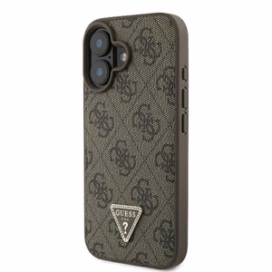 Guess Leather 4G Triangle Strass MagSafe iPhone 16 Ümbris - Brown