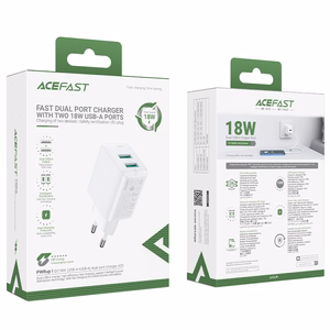 Acefast Laadija 2x USB 18W QC 3.0, AFC, FCP valge (A33 valge)