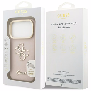 GUESS ümbris jaoks IPHONE 17 Pro GUHCP17LPCS4GSP (Grained PU Big 4G & Stand Camera) roosa