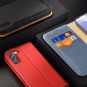 Dux Ducis Hivo Nahast Flip Cover Ehtne nahast rahakott kaartide ja dokumentide jaoks Samsung Galaxy S22 + (S22 Plus) Sinine