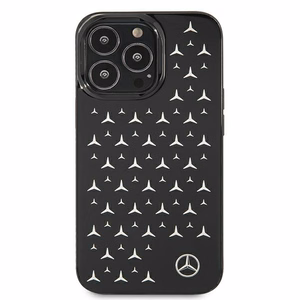 Mercedes hõbedaste tähtede mustriga ümbris iPhone 13 Pro / iPhone 13 jaoks - must