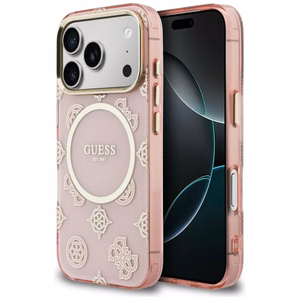 Guess IML Peony Dot MagSafe ümbris for iPhone 17 Pro - roosa