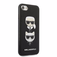 Karl Lagerfeld KLHCI8SAKICKCBK iPhone 7/8 / SE 2020 / SE 2022 must/must hardcase Saffiano Karl&Choupette Head