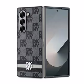 DKNY Checkered Pattern Printed Stripes ümbris jaoks Samsung Galaxy Z Fold 6 - must