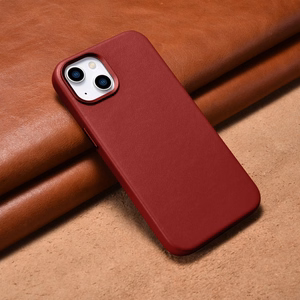 iCarer Case Naturnahast ümbris iPhone 14 Plus'ile punane (ühildub MagSafe'iga)