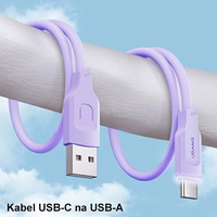 USAMS Kaabel USB-C 6A 1,2m Port Display Fast Charging Lithe Series lilla SJ568USB03 (US-SJ568)