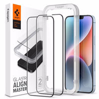 Spigen ALM Glass FC karastatud klaas iPhone 13 / 13 Pro / 14 / 16e jaoks - must 2 tk.