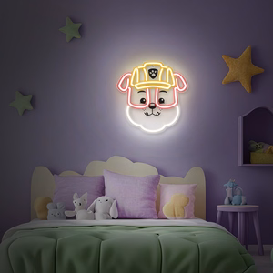 Riputatav Paw Patrol LED-neoonvalgusti pleksiklaasil – Rubble OW-130446