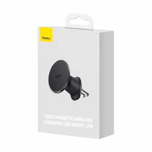 Autolaadija hoidik Baseus CW01 must juhtmevaba laadimine 15W magnetiline / ventilatsiooniava rest