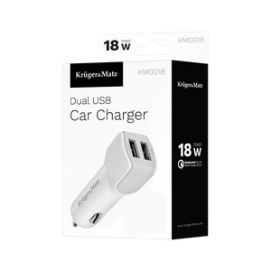 Kruger&Matz kahe USB-pordiga autolaadija, 3000 mA, Quick Charge 3.0