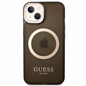 Guess GUHMP14MHTCMK iPhone 14 Plus 6.7" must/must hard ümbris kuldne Outline Translucent MagSafe