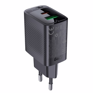 Acefast A78 Laadija Network GaN USB-A / USB-C PD 20W - must
