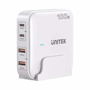 GaN võrgulaadija - Unitek P1229AWH01-EU | 100W 2x USB-C 2x USB-A