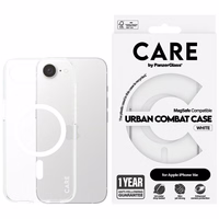 CARE by PanzerGlass Flagship Urban Combat Valge MagSafe iPhone 16e Ümbris - Clear