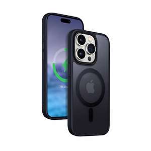 Crong Hybrid Frost MAG Cover ümbris seadmele iPhone 15 Pro Max, MagSafe'iga ühilduv, tumesinine
