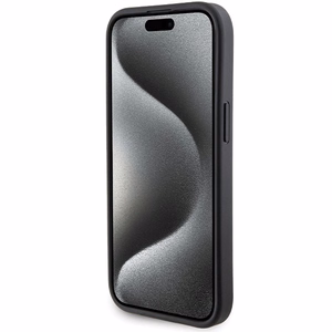 Ferrari Grip Stand Metal Logo ümbris jaoks iPhone 15 - must