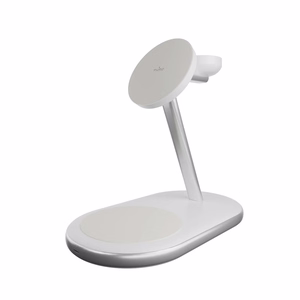 Puro Mag Station Qi2 3-in-1 Wireless Laadija Compatible koos MagSafe - valge