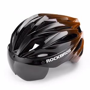 Rockbros jalgrattakiiver visiiri ja eemaldatavate UV-kaitseprillidega, unisex - must/pruun