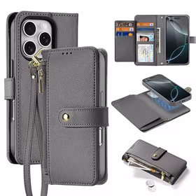 Dux Ducis Lawa Leather Ümbris jaoks iPhone 16 Pro Max with Detachable Magnetic Wallet - Hall