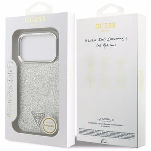 Guess Glitter Triangle Logo MagSafe ümbris jaoks iPhone 17 Pro - hõbedane