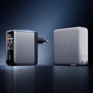 Cuktech AD1204U 120W Wall Charger with Display and USB-C Cable - Silver