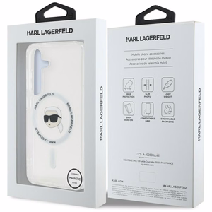 Ümbris Karl Lagerfeld Button Karl Head Printed Logo MagSafe Samsung Galaxy S25 valge