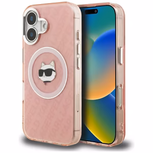 Karl Lagerfeld IML Choupette Head Logo MagSafe iPhone 16 Case - Pink