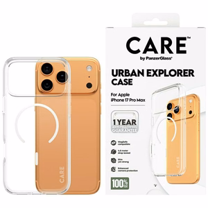 CARE by PanzerGlass Flagship Urban Explorer Ümbris w. Valge MagSafe jaoks iPhone 17 Pro Max - Läbipaistev
